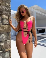 

2020 Hot Selling Women Sexy Bandage Thong Bathing Suit Monokini One Piece String Swimwear