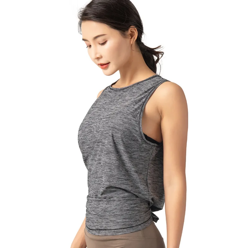 

Summer Women Sport Wear T-shirts Fashion Relaxed Running Yoga Vest Open Back Tie Back Yoga Tank Top, Customized color