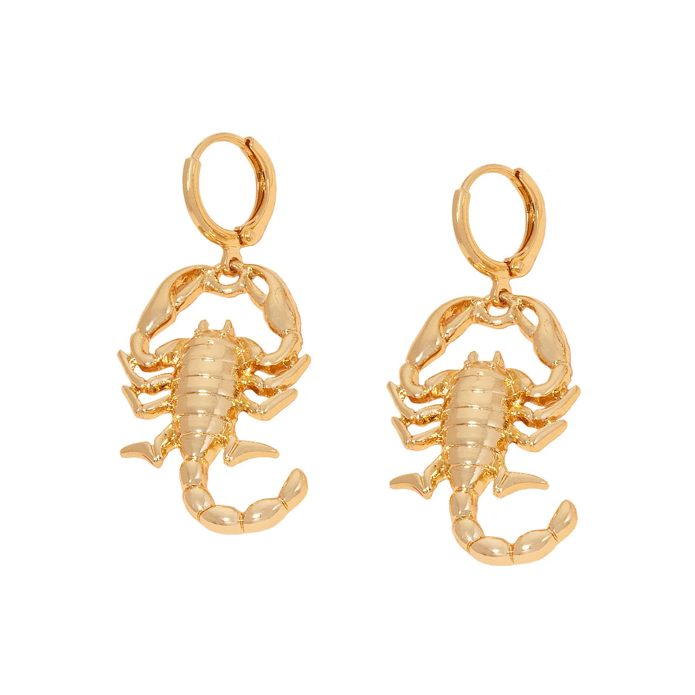 

Punk Exaggerated Retro New 2021 Animal Scorpion Dangle Earrings Fashion Gold Huggie Earring For Women, Like picture