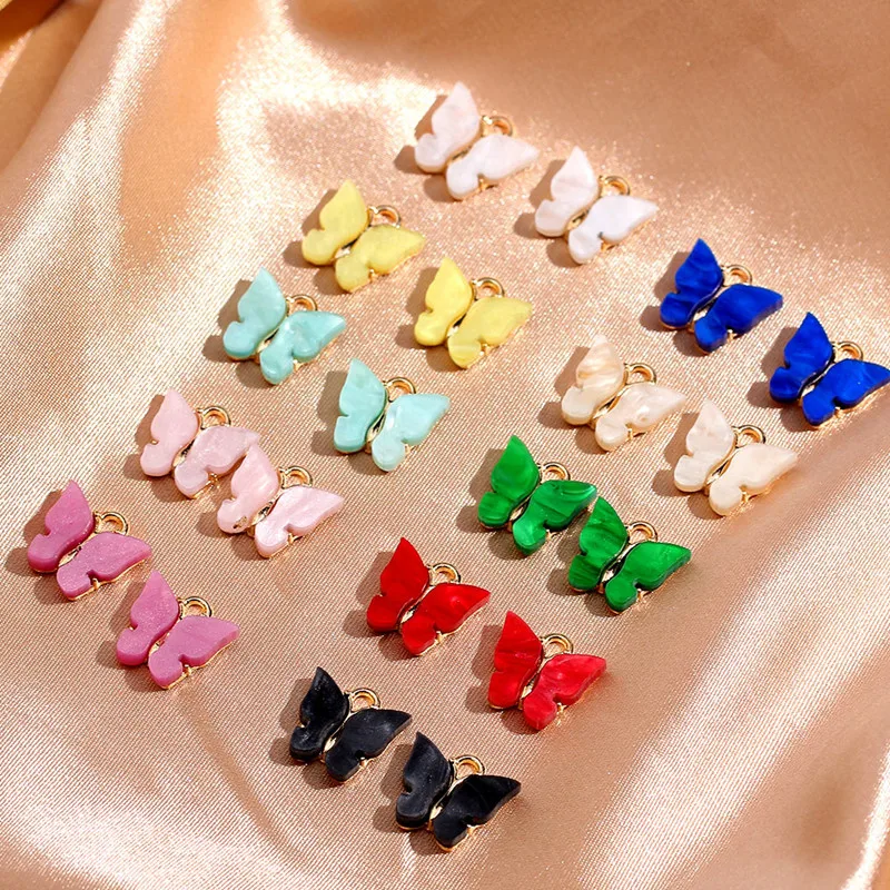 

Amazon Hot Sales 12pcs Butterfly Charms Acrylic Butterfly Pendant For Jewelry Making Pendant For Earrings Bracelets Necklace, Colorful