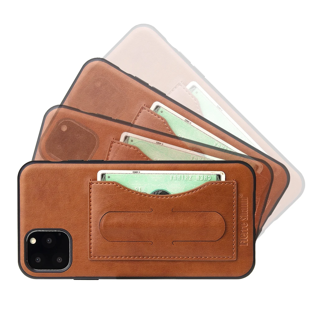 

For iPhone 11 Pro max Case Luxury Leather Credit Card Holder Wallet Cover Mobile Phone Case, Black,brown,red,green