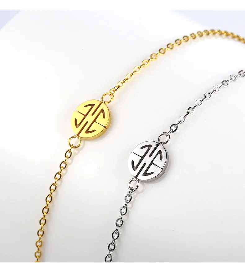 

Stainless Steel Happiness Lucky Chinese Tradition Fu Shaped Bracelet For New Year Chinatown, Steel/rose gold /gold