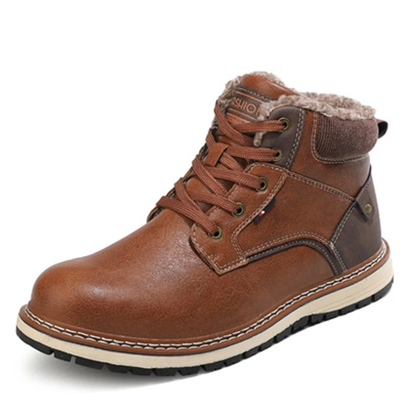 

Dropshipping Custom Logo 2021 Men High Top Snow Boots Winter Slip Resistant Shoes Platform Warm Casual Footwear Plus Size