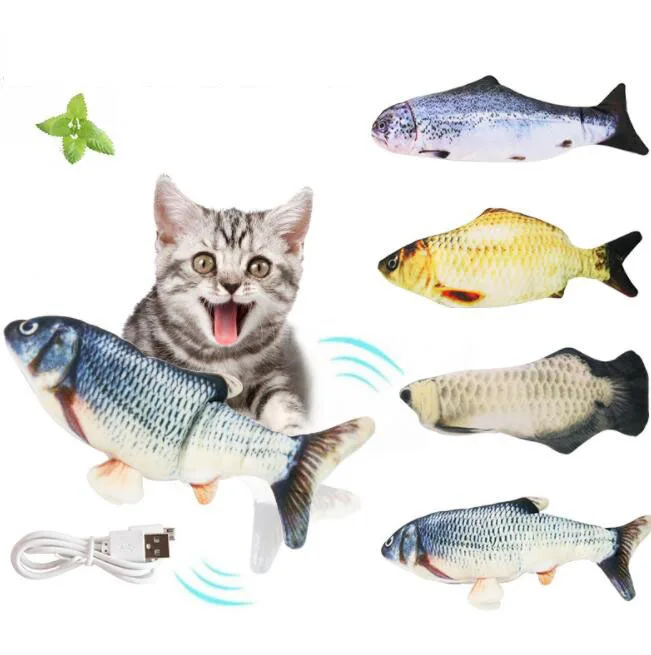 

Wholesale Cat Playing Electric Moving Fish Floppy Toy USB Chargeable Swing Cat nip Interactive Cat Fish Toy, Picture
