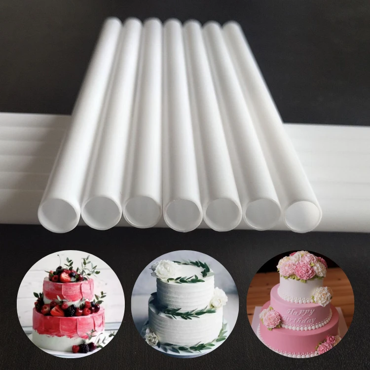 

White Plastic Thicken Cake Dowel Rods 12pcs  for Tiered Cake Construction and Stacking Supporting Cake Round Dowels Straws