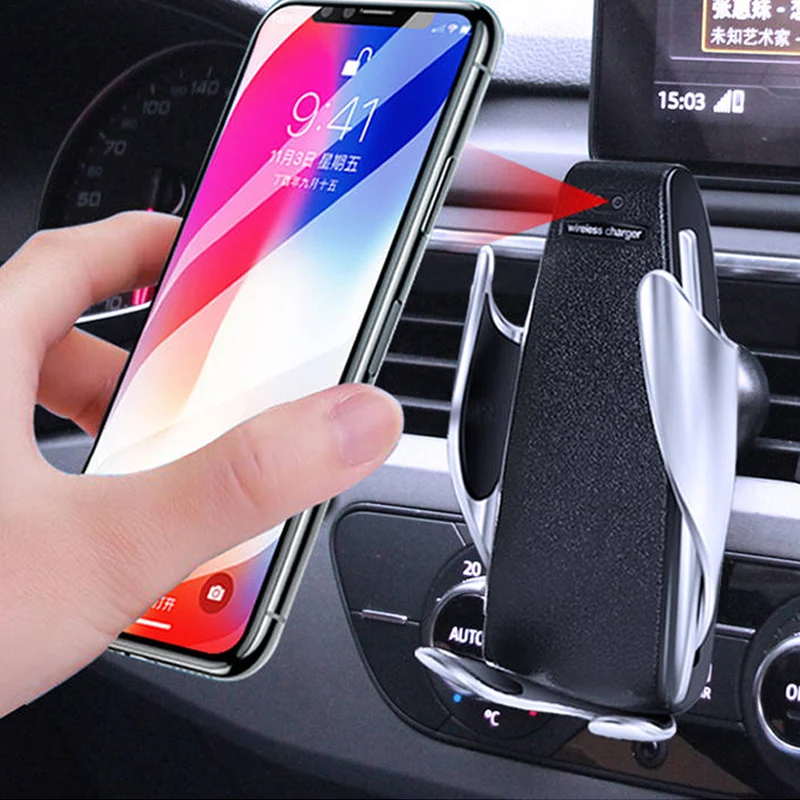 

Wireless Magnetic Car Charger For Iphone X 8 For Samsung S9 Plus Mobile Phone Holder For Huawei P20 3 In 1 Charger Wireless Car, Black+silver