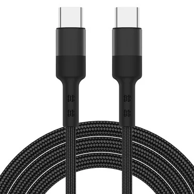 

Factory OEM 1m 2m 60w Type-c pd wire Nylon Braided USB C to C cable 3ft 6ft type C PD fast charging cable