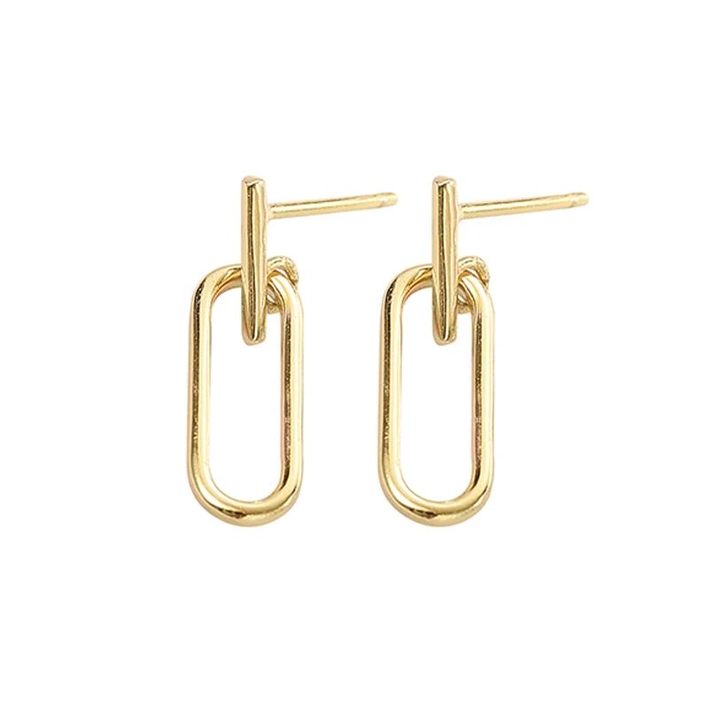 

New Geometry Shaped Earrings Sterling Silver 925 Gold Plated Stud Earrings for Women