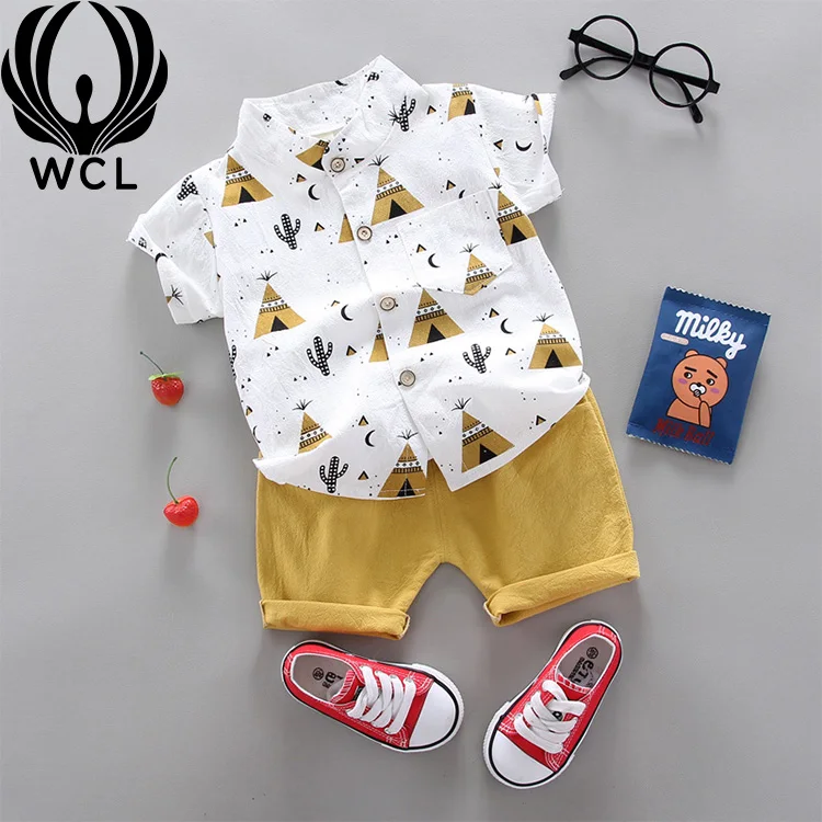 

Hot Selling Popular Casual Printed Two-piece short-sleeved shorts Sleeved Shirts Bulk Boy Boutique Clothes