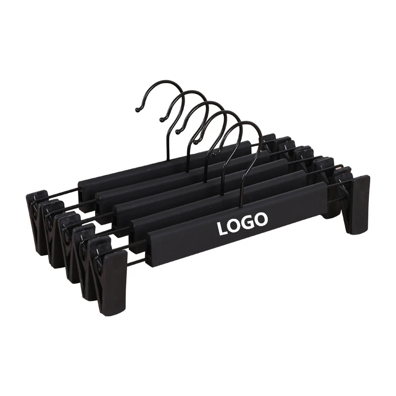 

High quality Factory price pants clip / hanger antique wood plastic hanger wholesale, Black. white