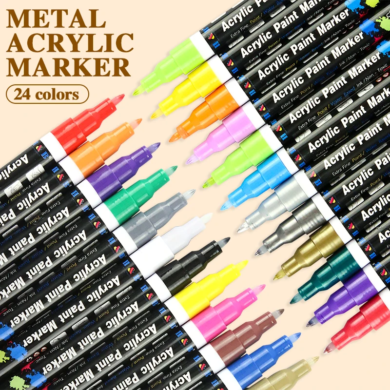 
24 color acrylic paint marker pen set for rock painting 