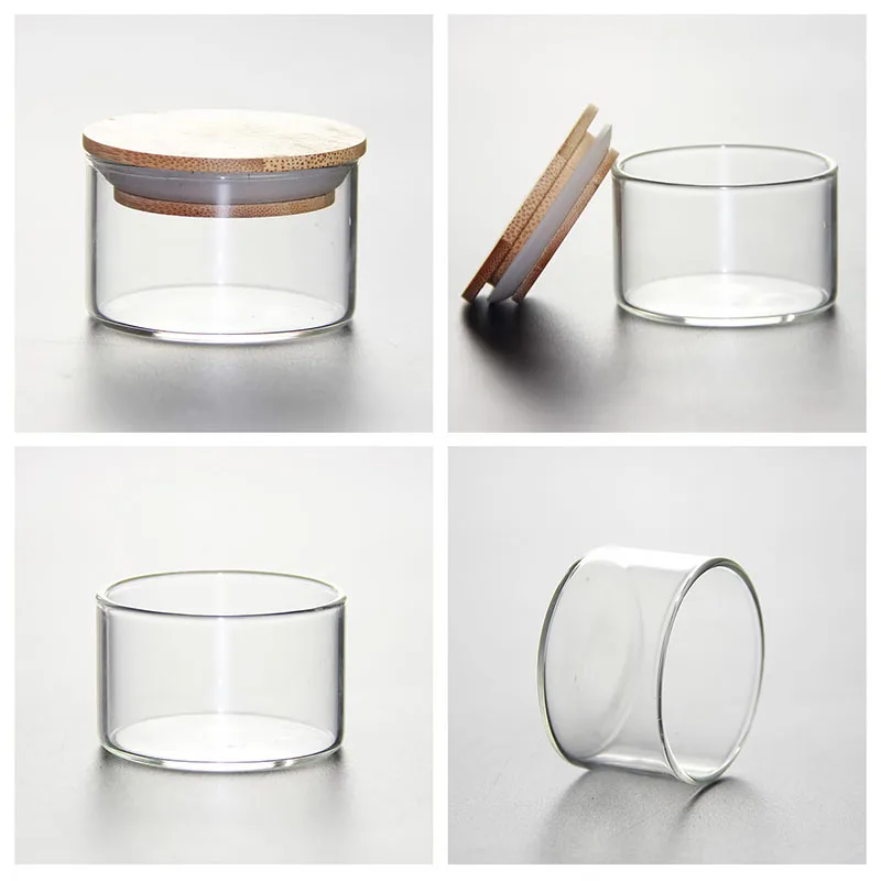 
Wholesale Factory glass canisters candy jar set food Airtight storage jar containers airtight glass seal bamboo lid 