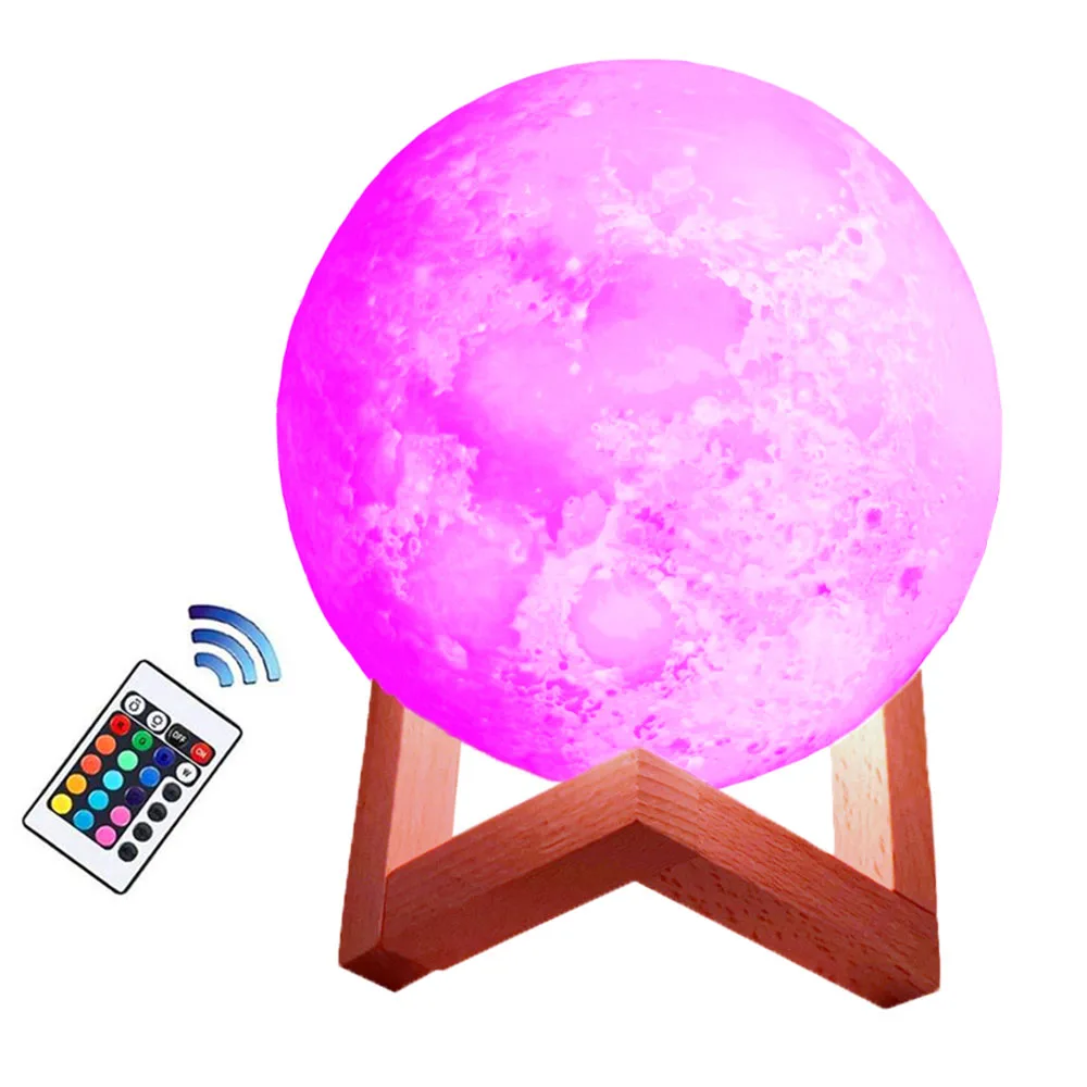 RGB Customized Desk Mini Sensor USB Rechargeable Luna LED Night Light Lampara Moon 3D LED Moon Light
