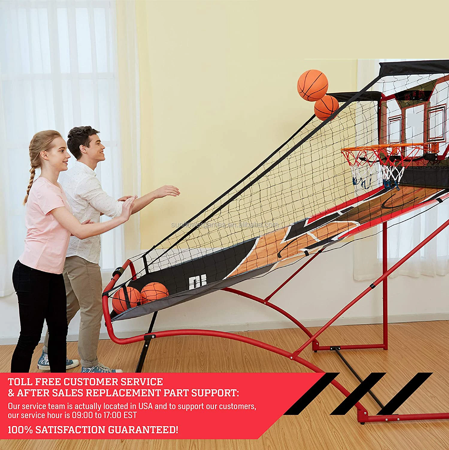 Easy Fold Indoor Basketball Game For 2 Players With Led Scoring And