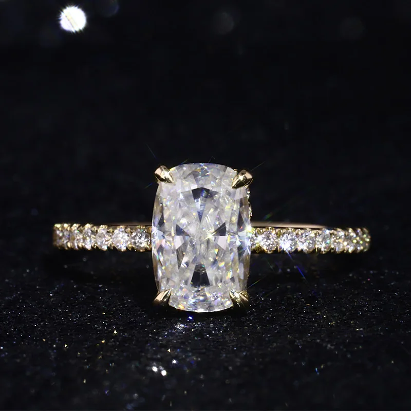 

Sparkle Rectangle Shape 7*9 MM Moissanite Gemstone 14k White Gold Wedding Ring