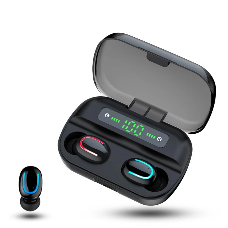 

Laudtec Wireless Headphones, BT 5.0 Earphone TWS HIFI Mini In-ear Sports Running Headset Support iOS/Android Phones HD Call, Black,silver