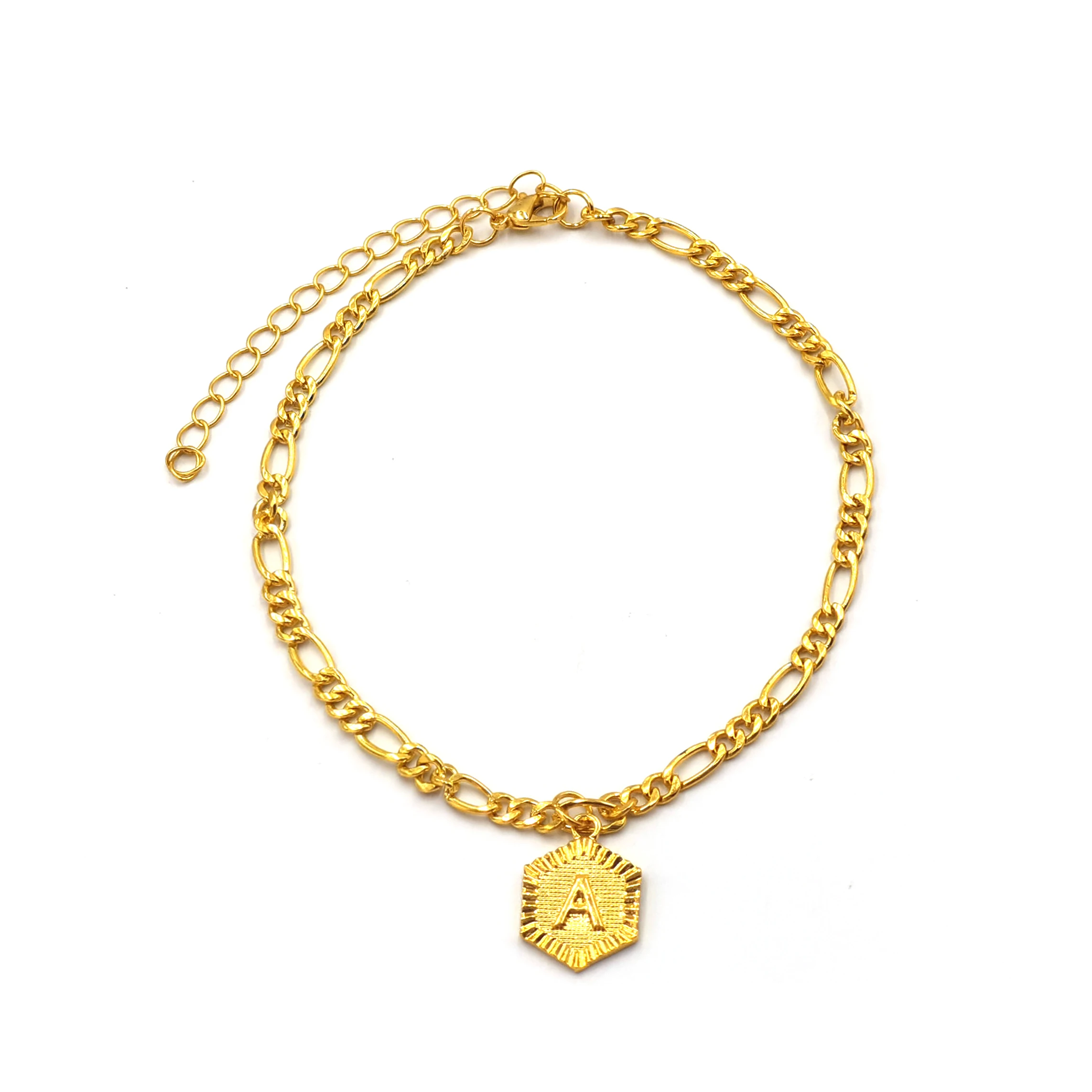 

Gold Plated Women Letter Jewelry Fashion Foot Jewelry Wholesale Initial Letter Anklet