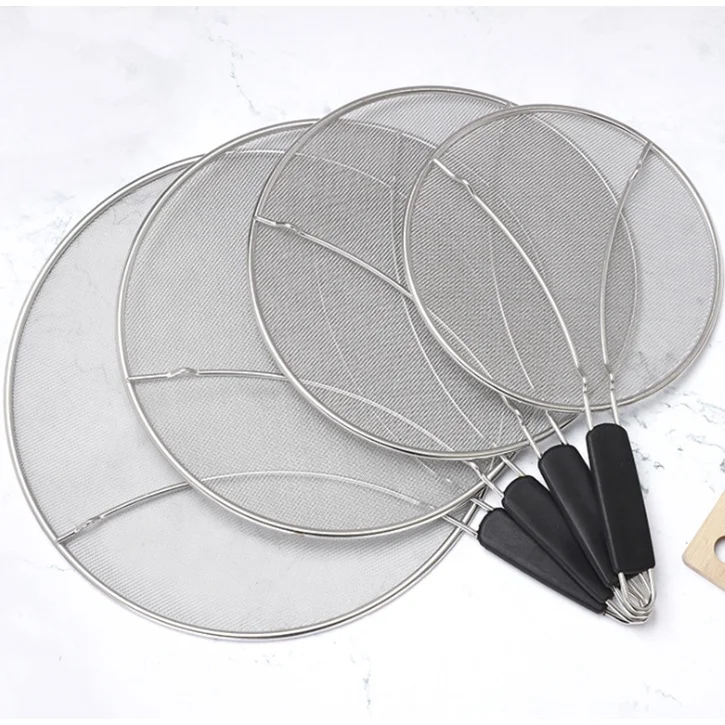 

Premium Kitchen Fine Mesh Stainless Steel Oil Splash Guard Skillet Grease Splatter Screen for Frying Pan Supplies, Silver