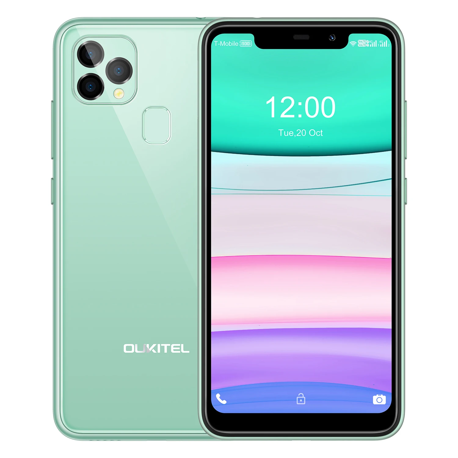 

Cheap mobile 4GB + 128GB high capacity smartphone oukitel C22 5.86 inch 13mp three camera Android 10.0 4G mobile phone, Green,black