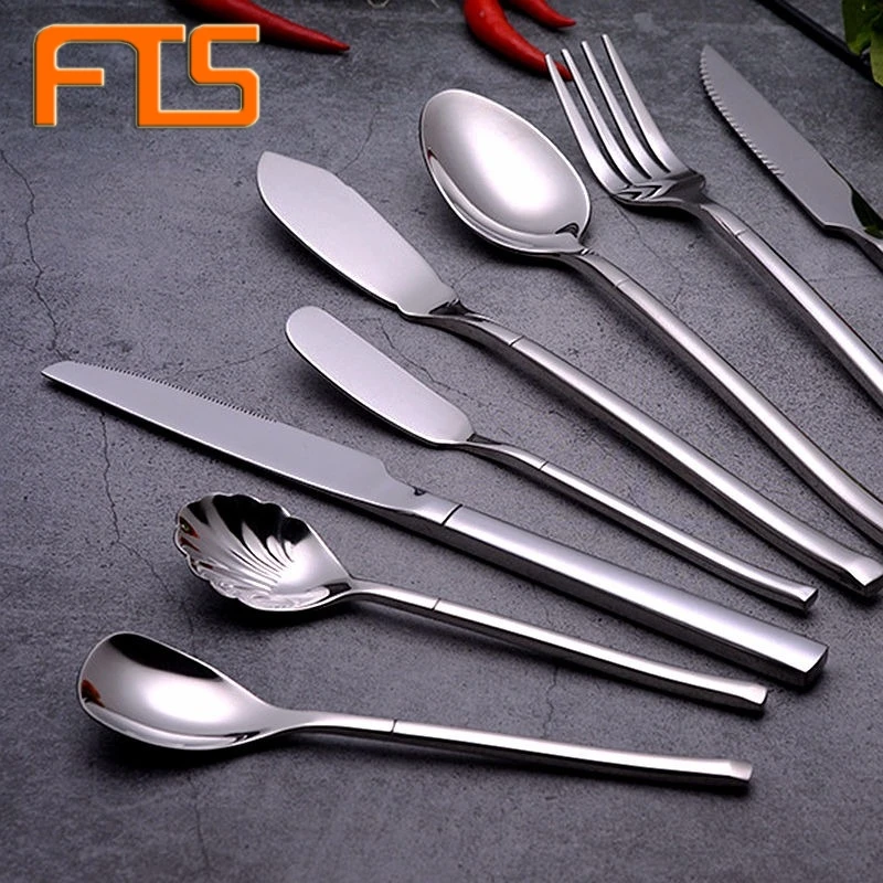 

FTS Hot Sales Cutlery Set Bulk Gold Wedding Steel Stainless Luxury Plated Kitchen Restaurant Silver Reusable Flatware Sets
