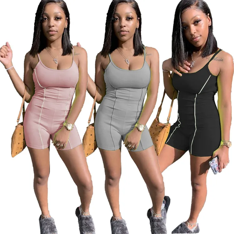 

Women Night Club Party One Piece Outfit Playsuit Sleeveless Strap Bodycon Sport Short Jumpsuit Romper Bodysuit, As picture