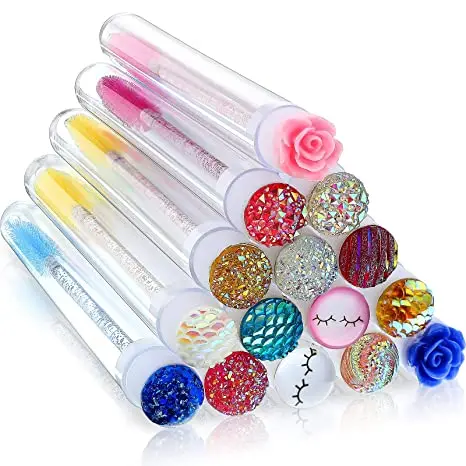Hot Sale Colorful Eyelash Wand Brush Fish Scales Lash Extensions Brushes Clear Tube