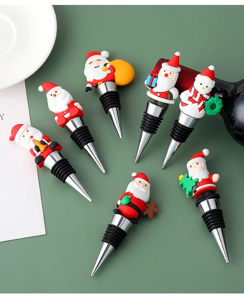 

Customizable Silicone Christmas Santa Claus Champagne Wine Bottle Stopper, Pic