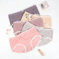 

five-piece one box comfortable lace trimming mid rise seamless ladies lingerie underwear women panties with Gift Box