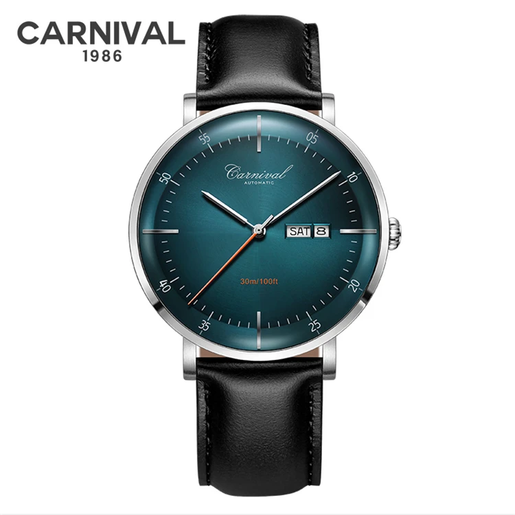 

CARNIVAL 8894 Top Brand MIYOTA Movement Mechanical Watches Fashion Automatic Sapphire Watch Men Week Waterproof Leather Band