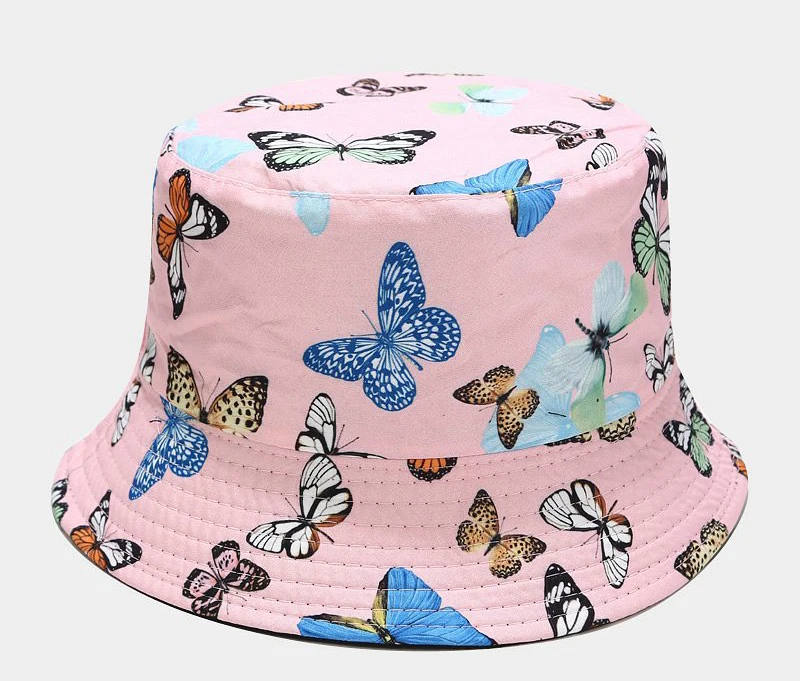 

printed logo bucket hat fisherman women butter fly bucket hat with butterdfly, Many