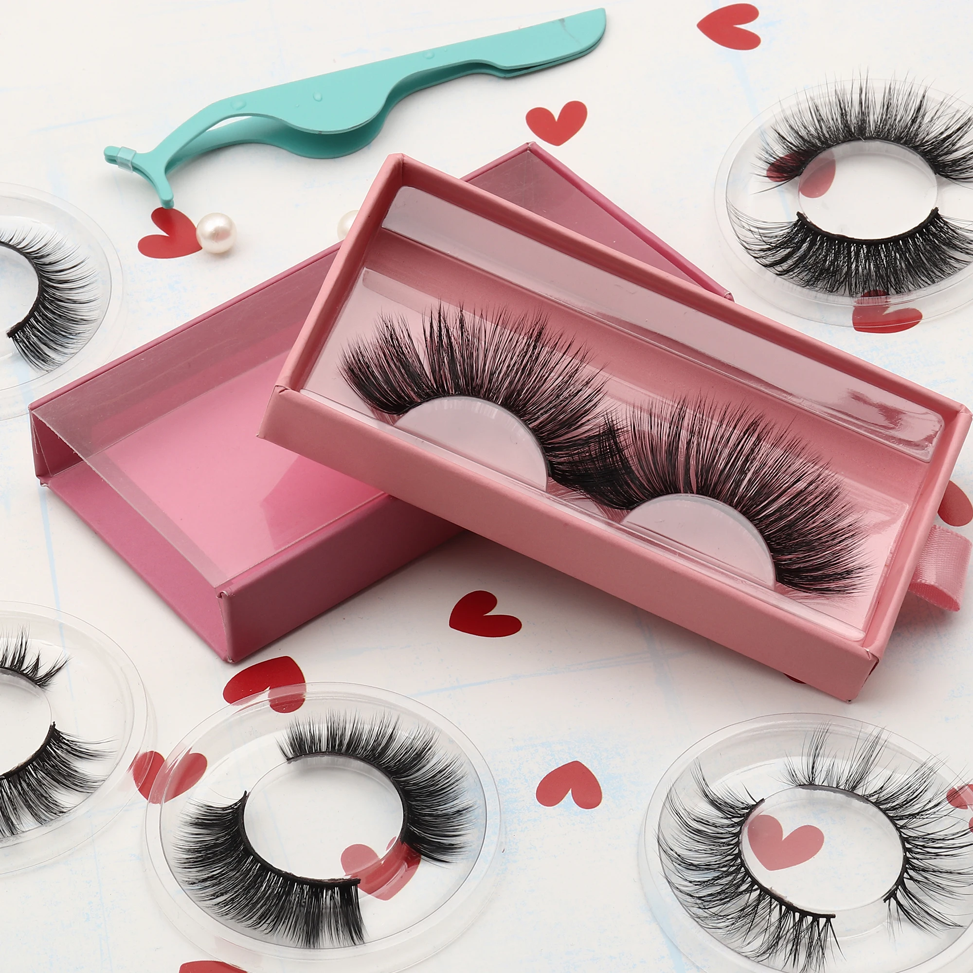 

Wholesale 100% Real Mink Fur 5D False Eyelashes Handicraft, Natural black