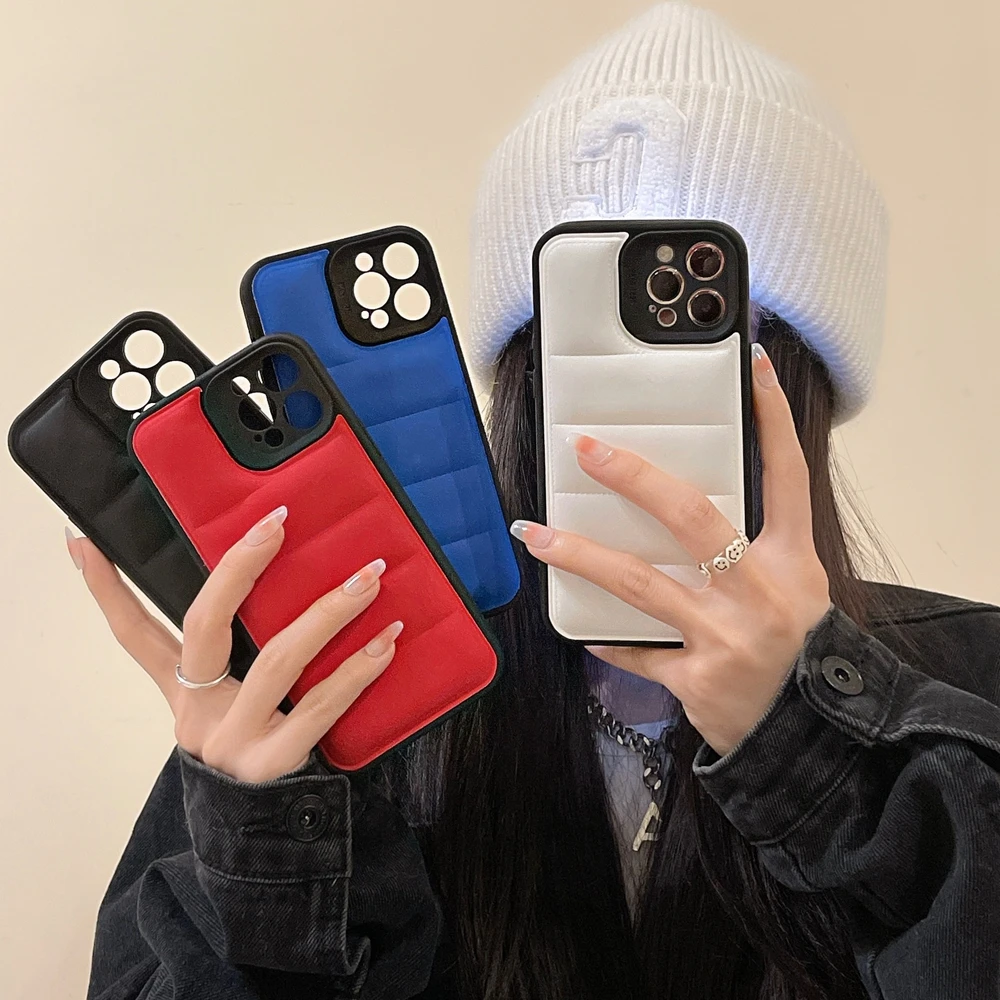 

2022 Down Jacket Phone Case For Man Girl For iPhone 13 12 Pro Max Women Case For iPhone 11 Pro Max Back Cover Down Jacket Case
