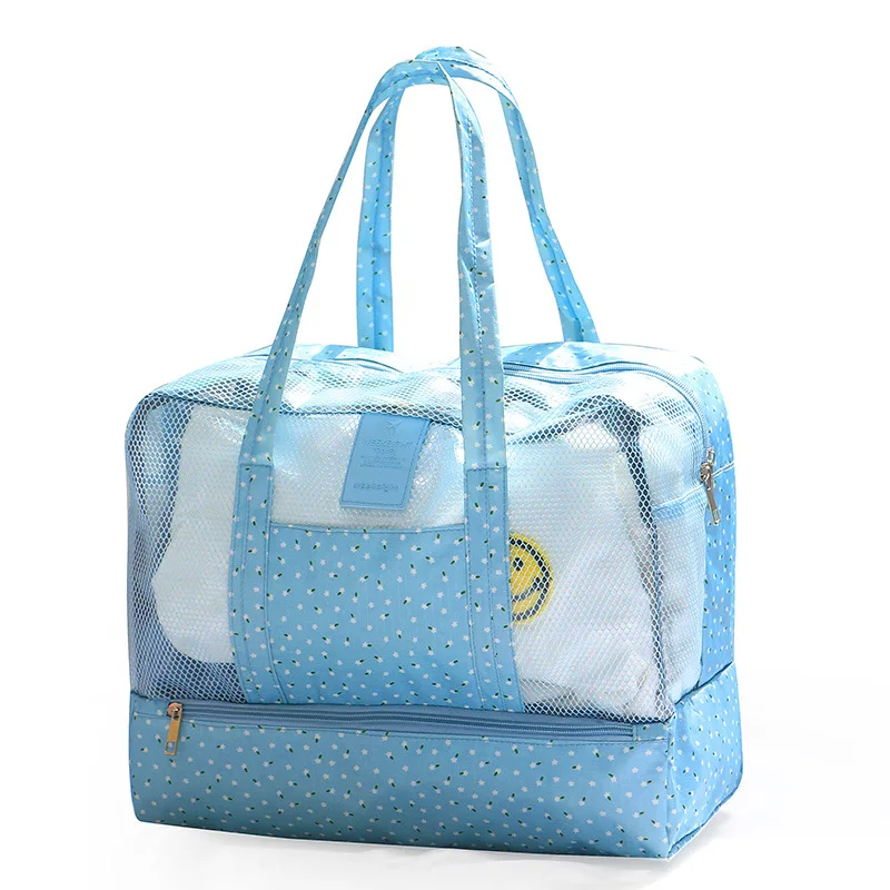 

Swmming Compartment dry and wet Handbag Mesh Beach Bag Big Capacity Travel Tote Bag, Customized color
