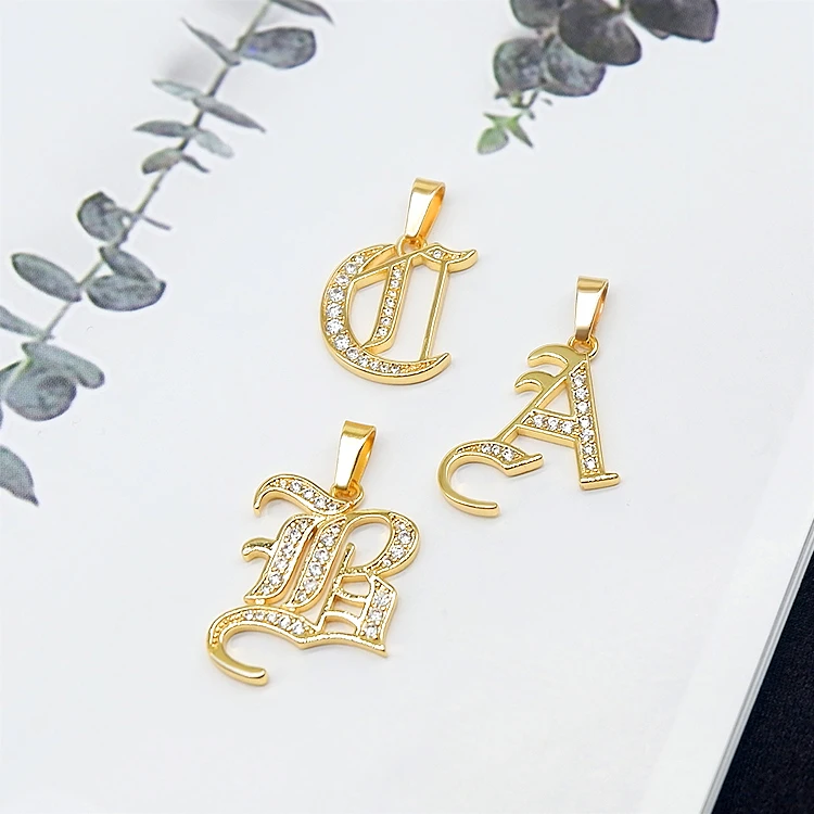 

DIY custom stainless steel old english initial alphabet letter pendant, Customized color