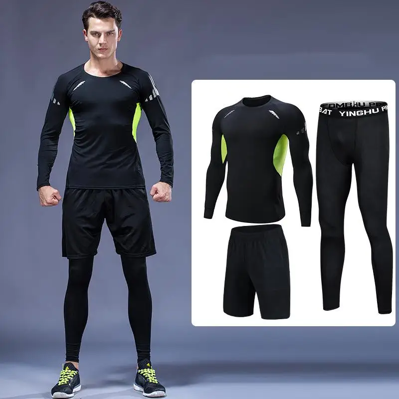 

Men's Fitness Suit Training Suit Quick Dry Breathable Sweat Absorbing Gym Sports Sets, As shown