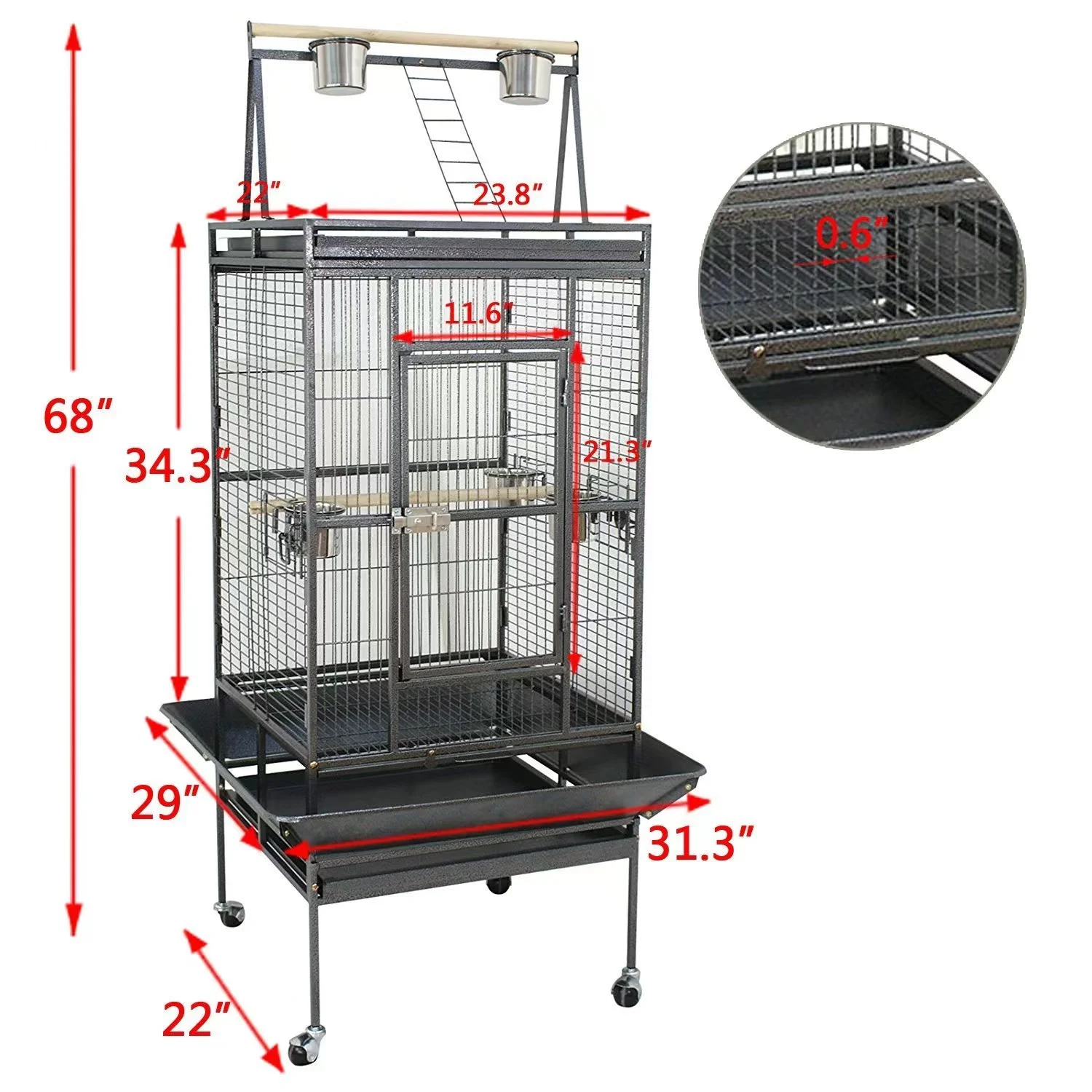 

Factory Directly Sale Custom Foldable Coating Portable Move Big Iron Wire Cage Breeding Bird Parrot Cage