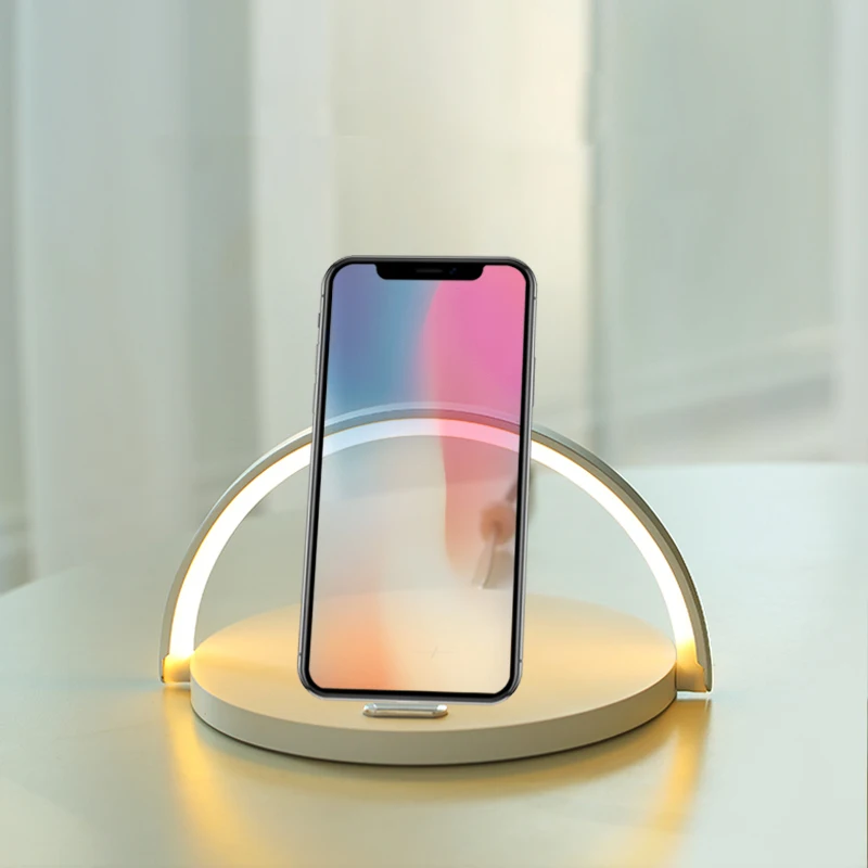 

2 IN 1 Table Desk LED Lamp Night Light With Qi Wireless Phone Charger, Black/white/red/wood