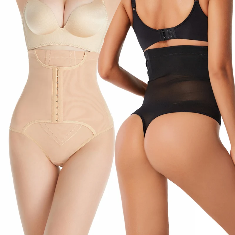 

Slimming Waist Trainer Women Body Shaper Thong Mesh Breathable Girdle Shapers Tummy Control Shapewear High Waist Shaper Panties, Nude