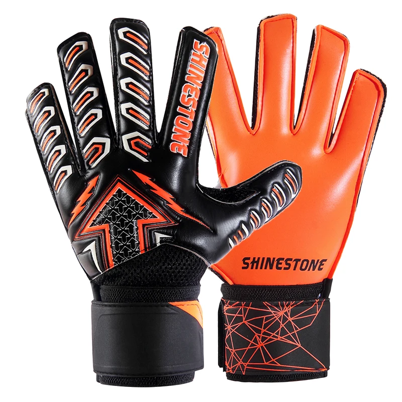 

SHINESTONE Non-slip 4mm Latex Adult Professional Soccer Goalkeeper Gloves Finger Protection Football Goalie Gloves, Black-orange black-green white-orange