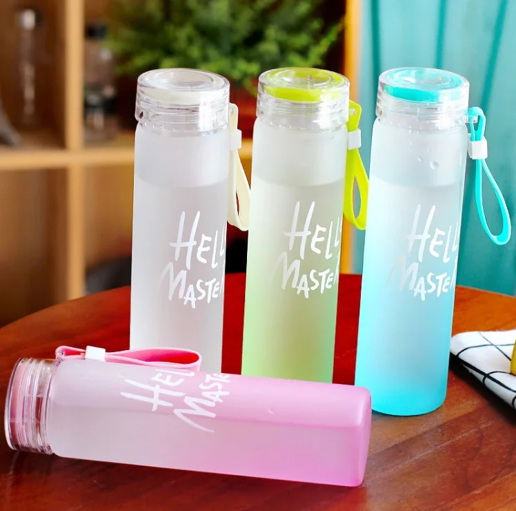 

wholesale personalized colorful portable clear frosted glass water bottle for drink women, Customized color