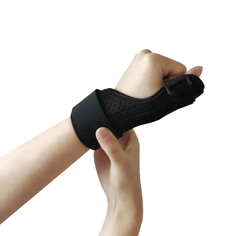 

Men's Sports Wristband with thumb wrapping tendon sheath to protect thumb lady from sprain, Black