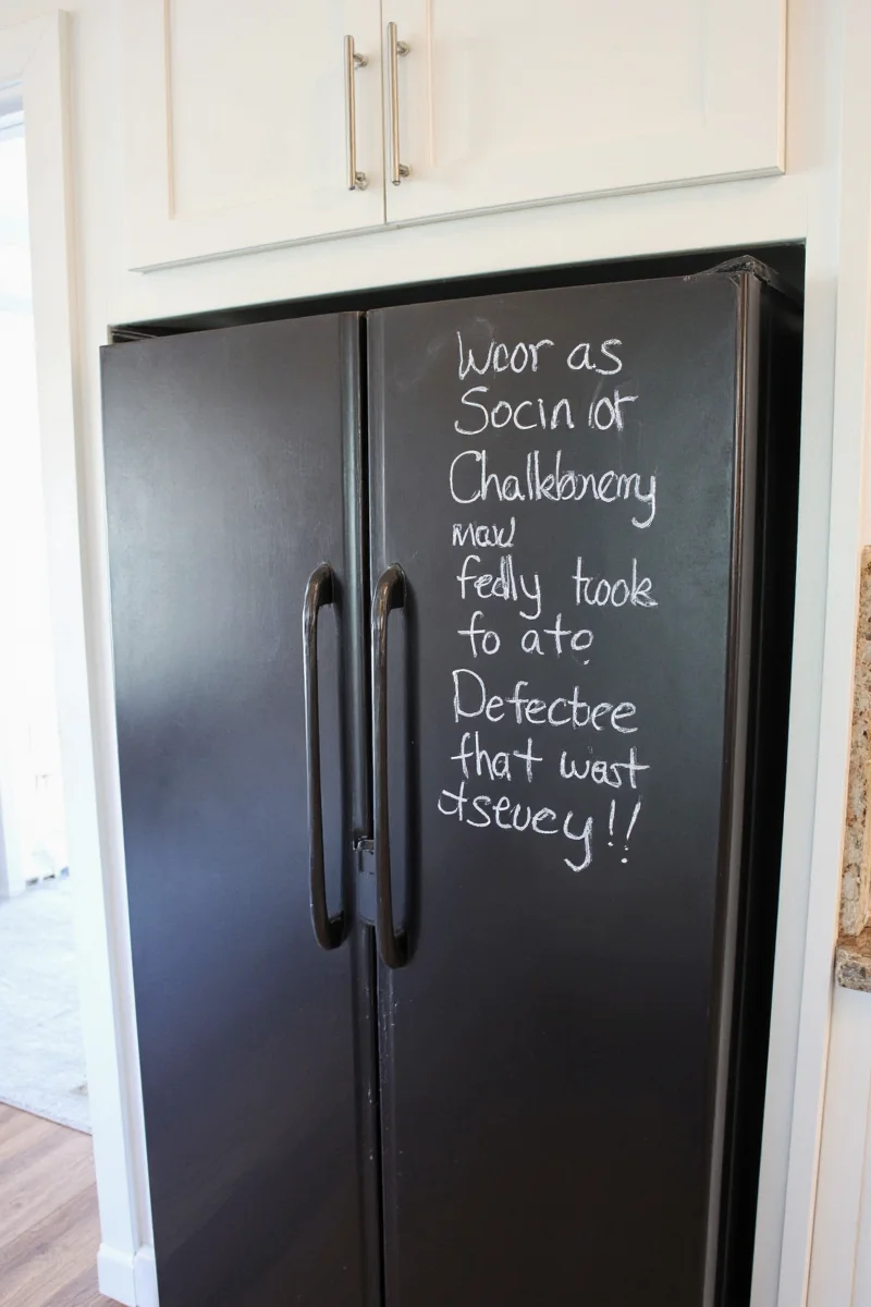 Art gallery on refrigerator chalkboard
