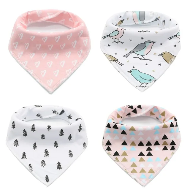 

Happyflute double layer cotton Baby bibs adjustable High quality 4pcs Baby Toddler Feeding Bibs Saliva Towel Triangle, Colorful