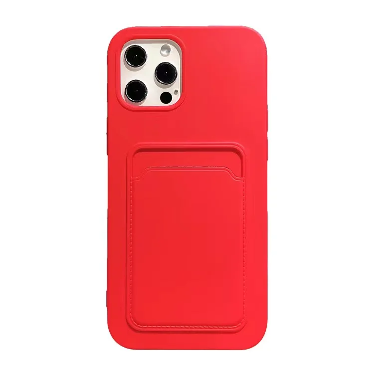 

Hot selling Phone Accessories Wholesale liquid silicone with card bags For iphone Pure Designs For Girls Women With Card shell, Blue,red,yellow,white