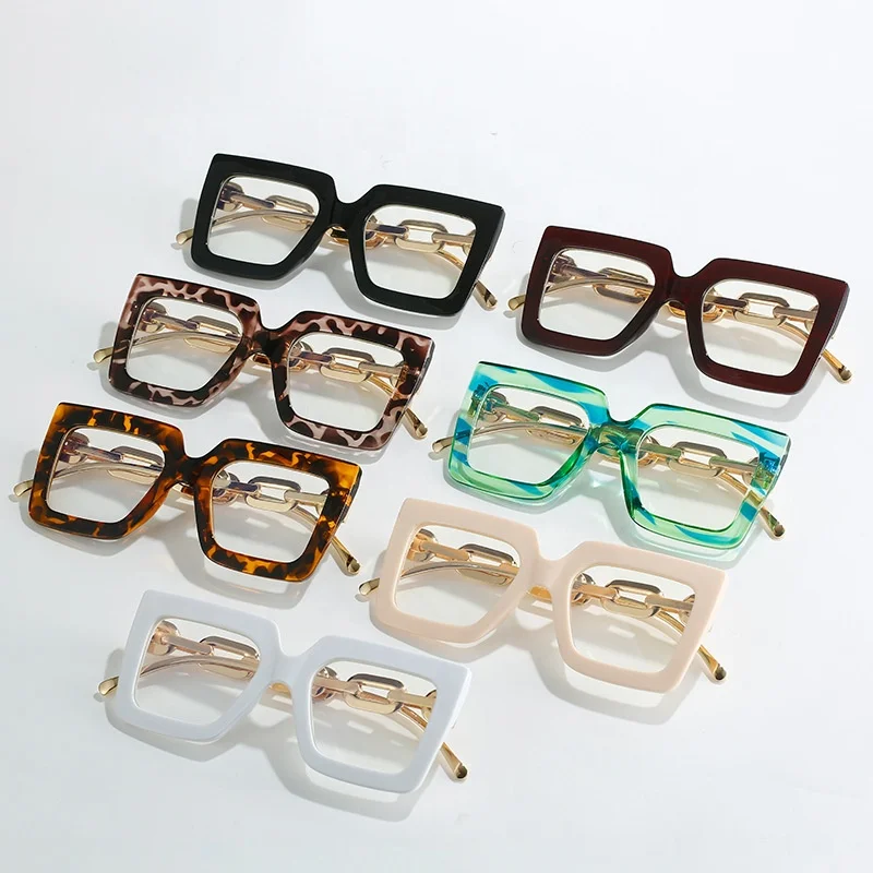 

Ladies Chain Temple Oculos De Sol Irregular Frame Luxury Glasses Elegant glasses frame eyewear Optical Clear Lens