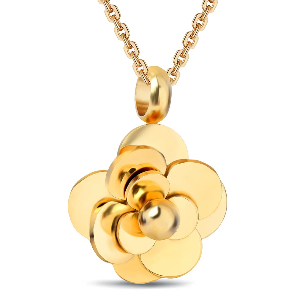 

Large Rose Flower Pendant Necklace Beautiful Jewelry Stainless Steel Choker Camellia Flower Pendant Necklace