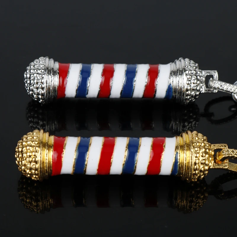Barber Shop Pole Keychain Ring Hairdresser Key Chain Pendant Keyring Jewelry SL 