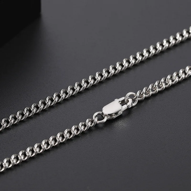 2mm Sterling Silver Curb Chain Necklace for Men