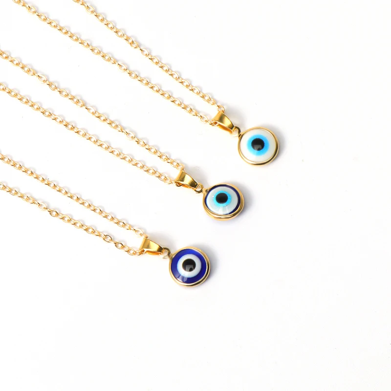 

Drop Shipping Hot Sale Trendy Gold Plated Devil Eyes Necklace Blue Evil Eyes Pendant Necklace For Women