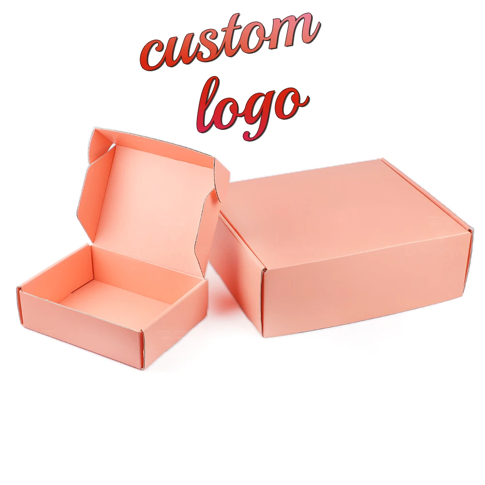 

Custom Logo Ready To Ship Biodegradable Pink Cardboard Small Delivery Corrugated Mailing Mailer Boxes Packaging